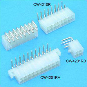 CW4201R, CW4201RA 0.165"(4.20mm) Pitch Power Dual Row Connectors Wafer