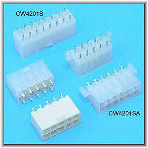 CW4201S, CW4201SA 0.165"(4.20mm) Pitch Power Dual Row Connectors Wafer